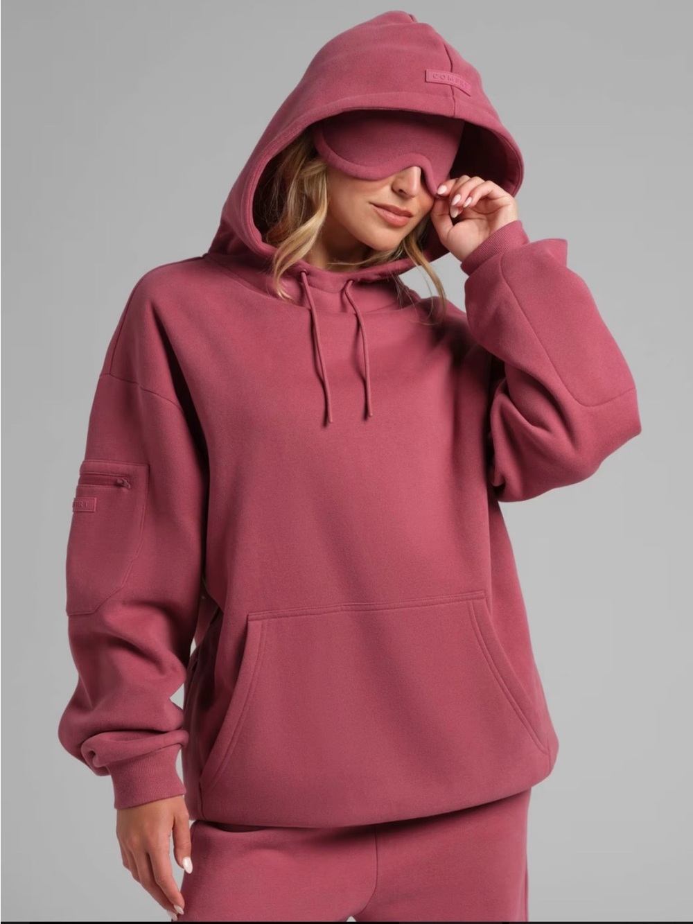Comfrt Airplane Travel Mode Hoodie Unisex in Berry Size 2XL